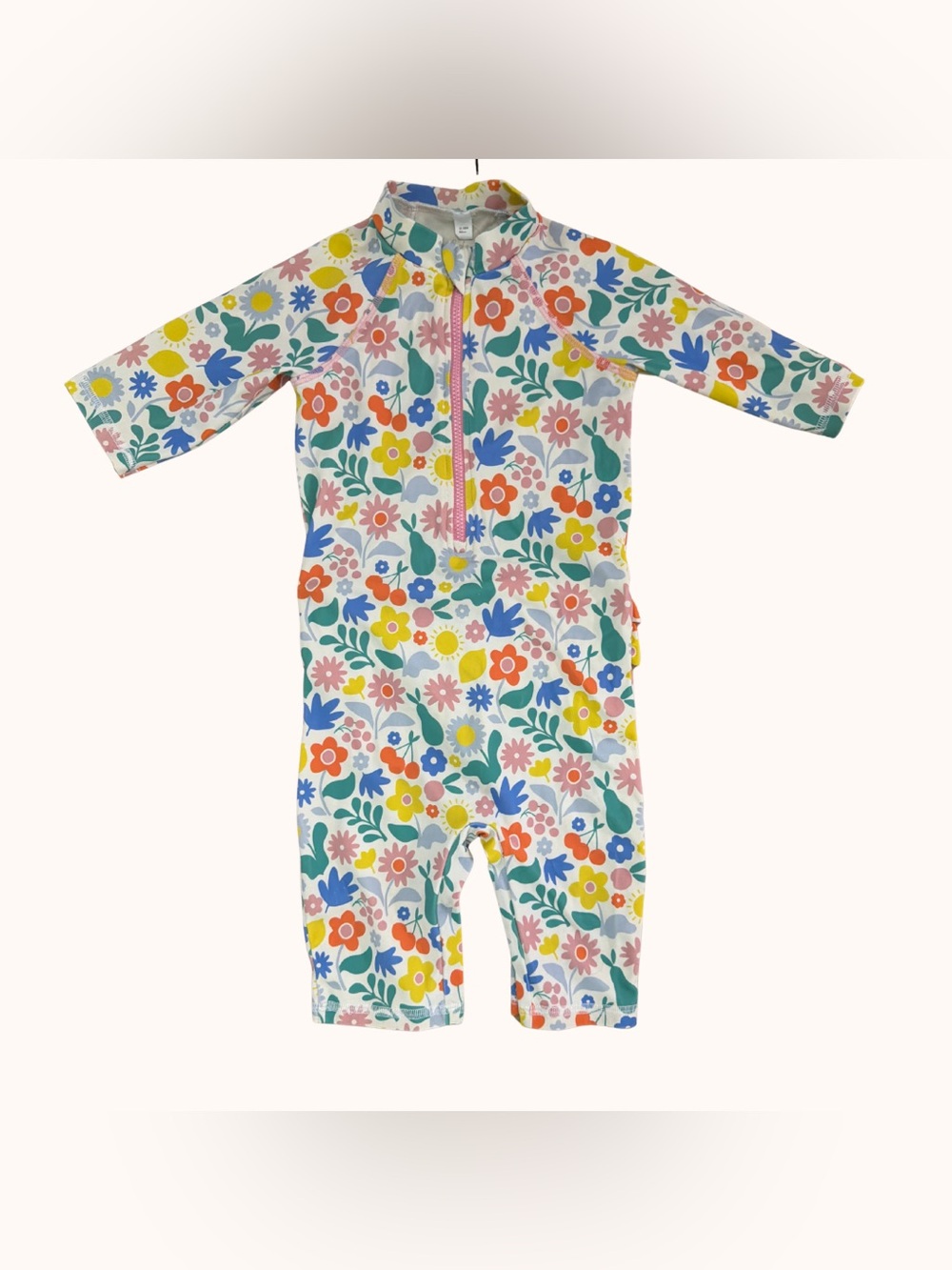 Baby Boden Multicolor Floral Long-Sleeve One-Piece Swimsuit